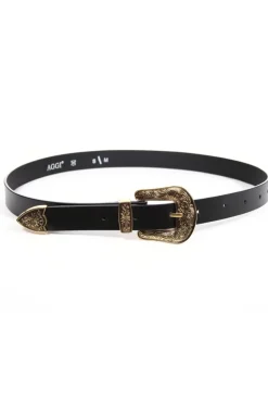Kobieta AGGI Akcesoria Paski>Pasek Skorzany Ornament Czarno-Zloty