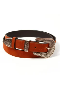 Kobieta AGGI Akcesoria Paski>Pasek Skorzany Ornament Cynamonowy Zamszowy