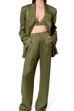 Kobieta AGGI Garnitury>Spodnie Jessie Satin Olive Branch
