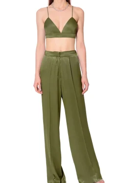 Kobieta AGGI Garnitury>Spodnie Jessie Satin Olive Branch